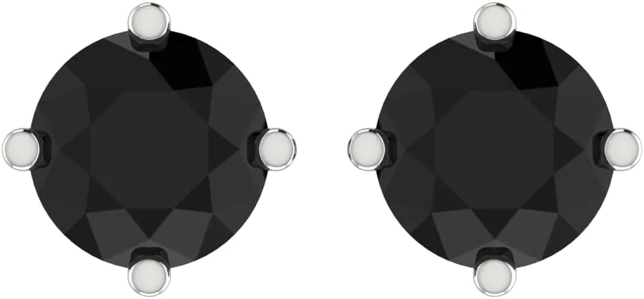 0.25 to 2 Carat Round Cut Black Diamond Stud Earrings | Crafted in 925 Sterling Silver with Screw Back Closure | Hypoallergenic Gift Jewelry | valentine gift for her | Gift For Women | Black Diamond Solitaire Studs Earrings
