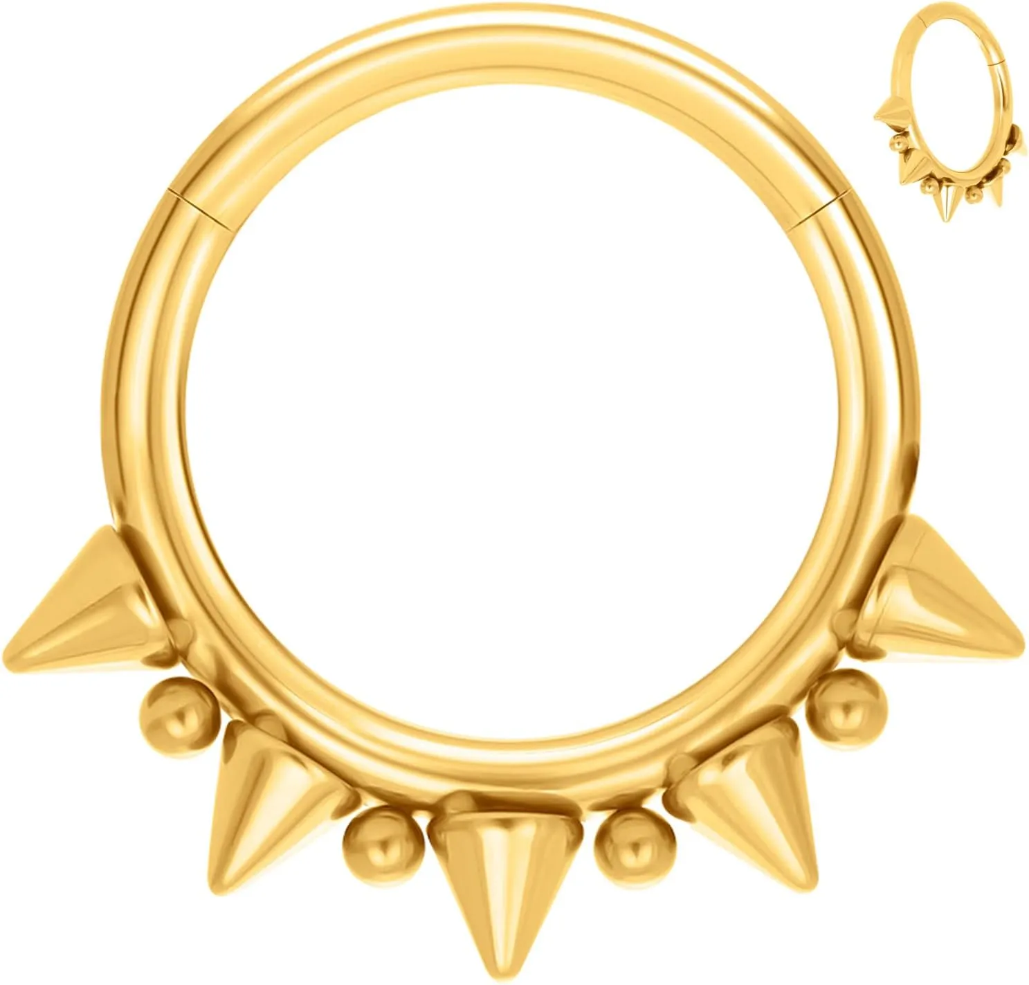 14G 16G Septum Jewelry G23 Titanium Septum Rings Spiked Cartilage Helix Earrings Hinged Segment Seamless Clicker Nose Rings Daith Piercing Jewelry