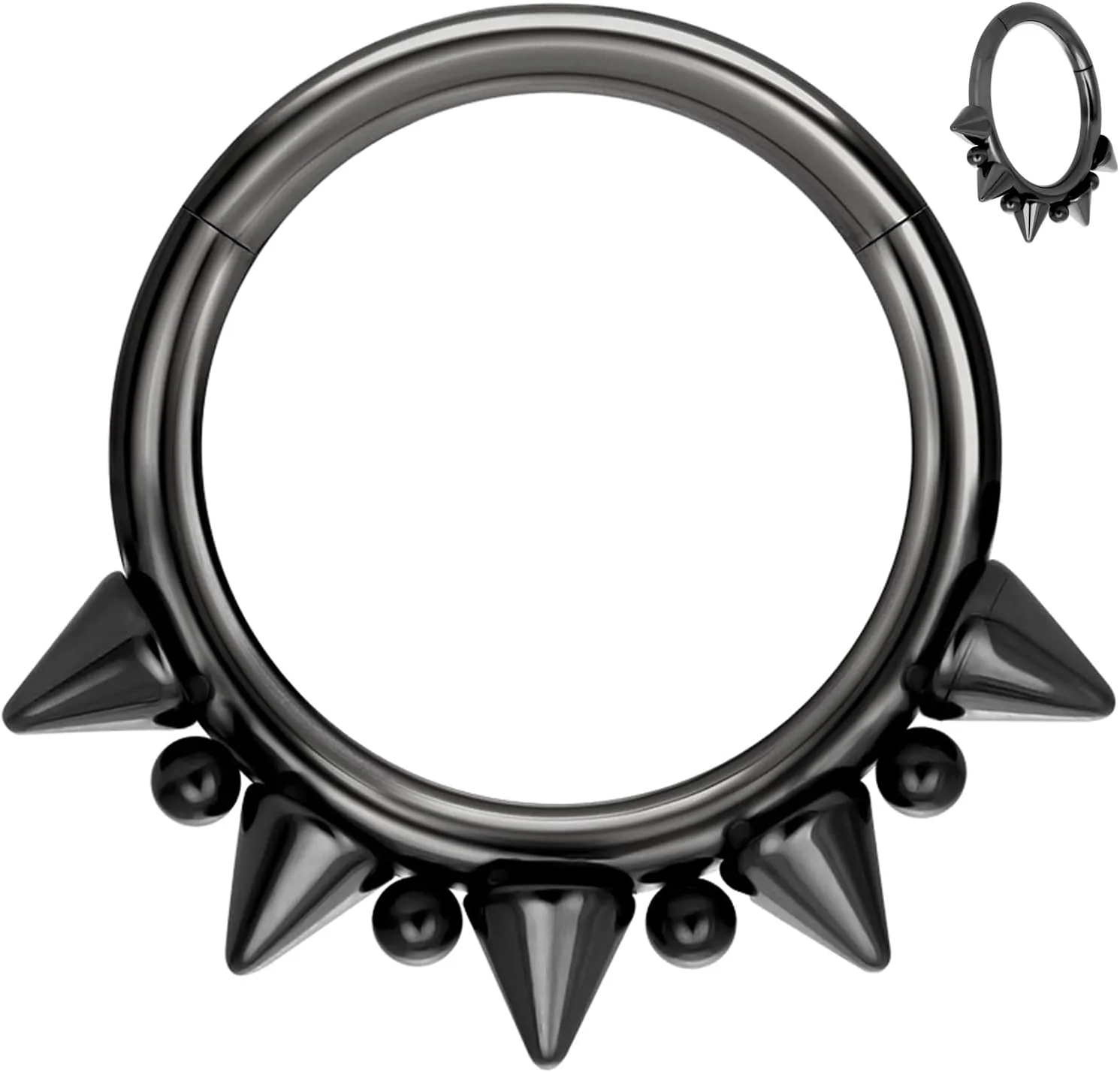 14G 16G Septum Jewelry G23 Titanium Septum Rings Spiked Cartilage Helix Earrings Hinged Segment Seamless Clicker Nose Rings Daith Piercing Jewelry