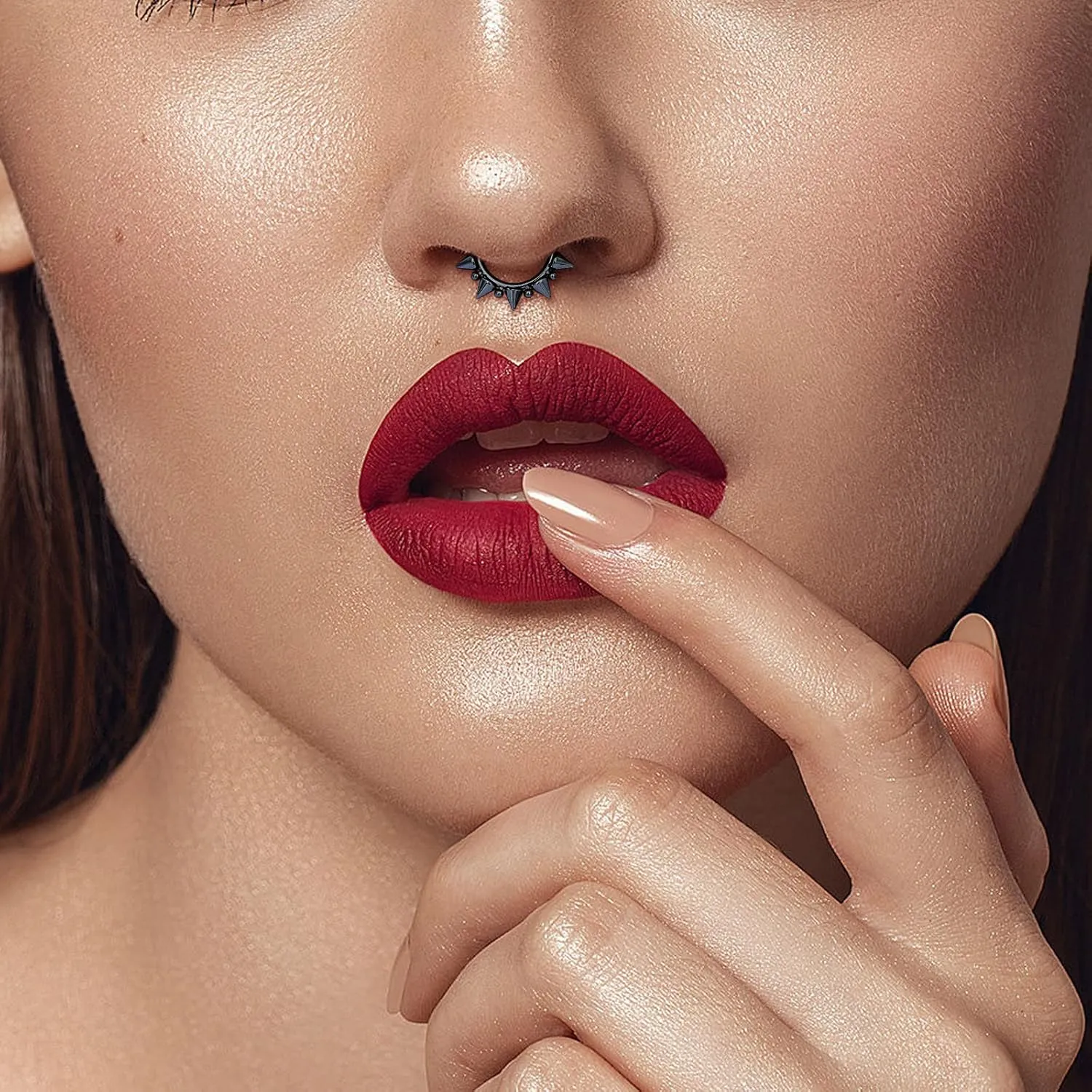 14G 16G Septum Jewelry G23 Titanium Septum Rings Spiked Cartilage Helix Earrings Hinged Segment Seamless Clicker Nose Rings Daith Piercing Jewelry