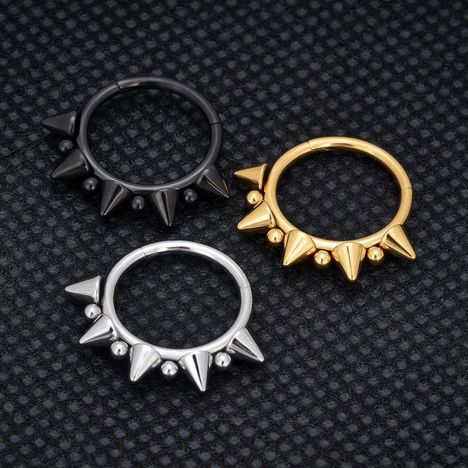 14G 16G Septum Jewelry G23 Titanium Septum Rings Spiked Cartilage Helix Earrings Hinged Segment Seamless Clicker Nose Rings Daith Piercing Jewelry