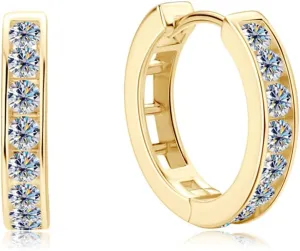 14K Gold Over S925 Sterling Silver 0.5ct D-Color VVS1 Diamond Hinged Hoop Earrings for Women, Ideal Birthday Present for a Cherished Wife