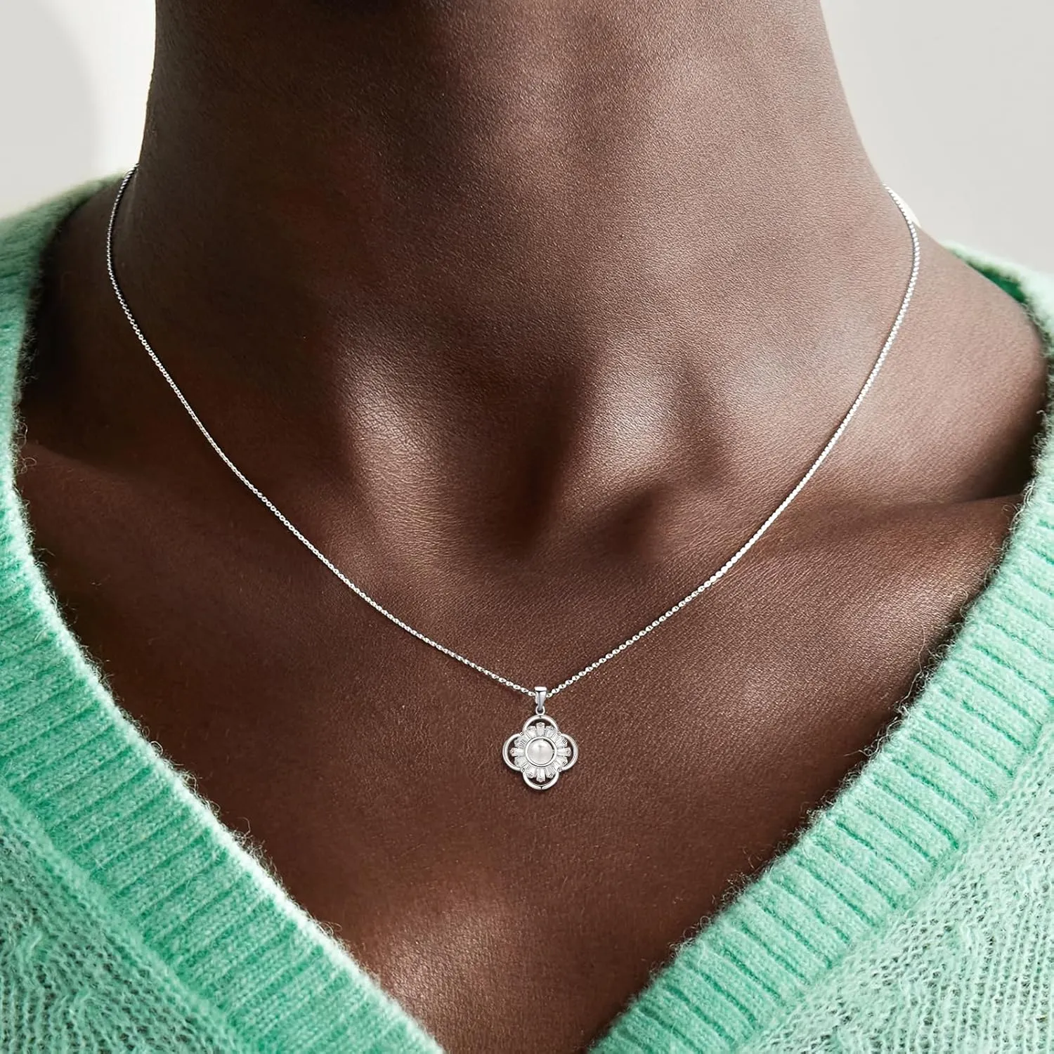 14K Gold Plated | 14K Platinum Plated Necklace for Women Necklace Earrings Set with Sparkling Zircon Inlay and Silver Post Earrings