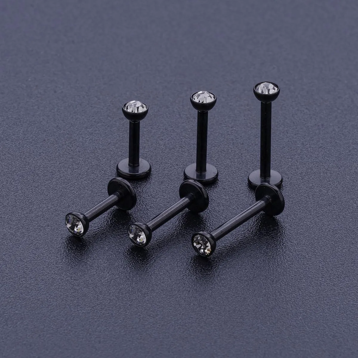 16G 18G Threadless Lip Ring 316L Surgical Steel 6mm 8mm 10mm Labret Jewelry for Tragus, Conch, Helix, Earlobe - Push in Nose Studs CZ Stud Earrings Monroe Piercing Jewelry for Women Men