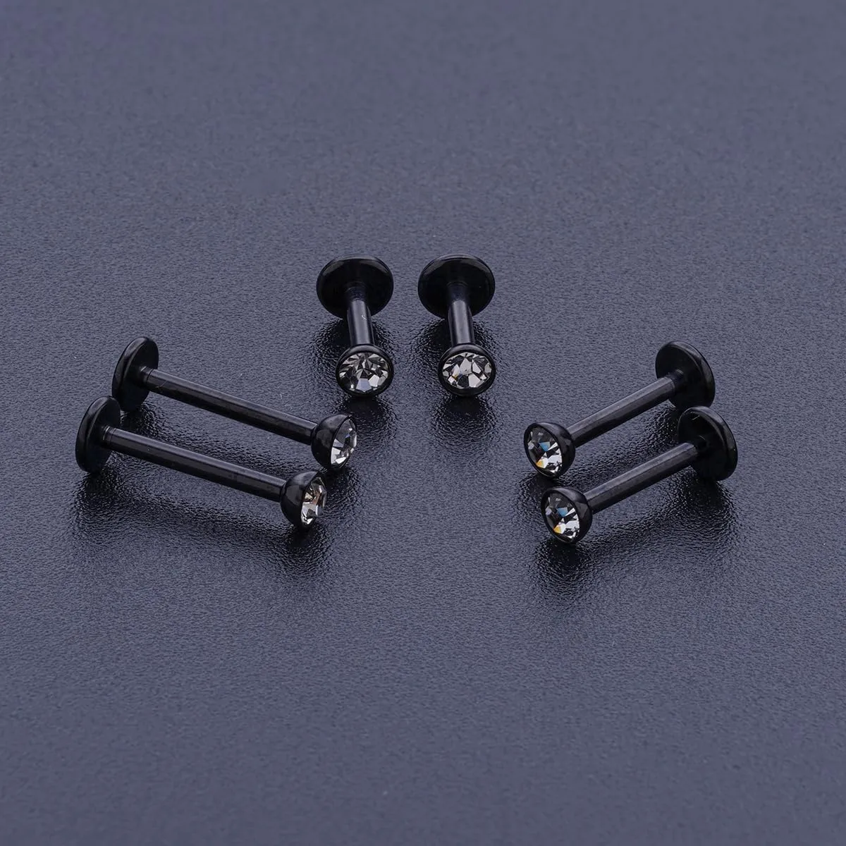 16G 18G Threadless Lip Ring 316L Surgical Steel 6mm 8mm 10mm Labret Jewelry for Tragus, Conch, Helix, Earlobe - Push in Nose Studs CZ Stud Earrings Monroe Piercing Jewelry for Women Men