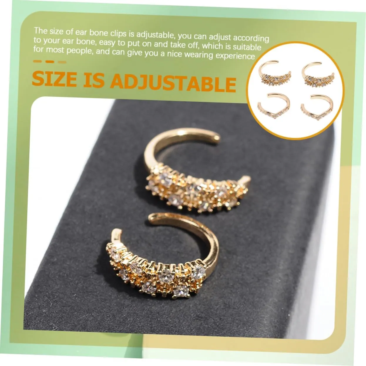 2 Pair Wraparound Ear Cuffs Silver Ear Cuffs Gold Formal Jewelry Earring Cuffs for Women Diamond Earring