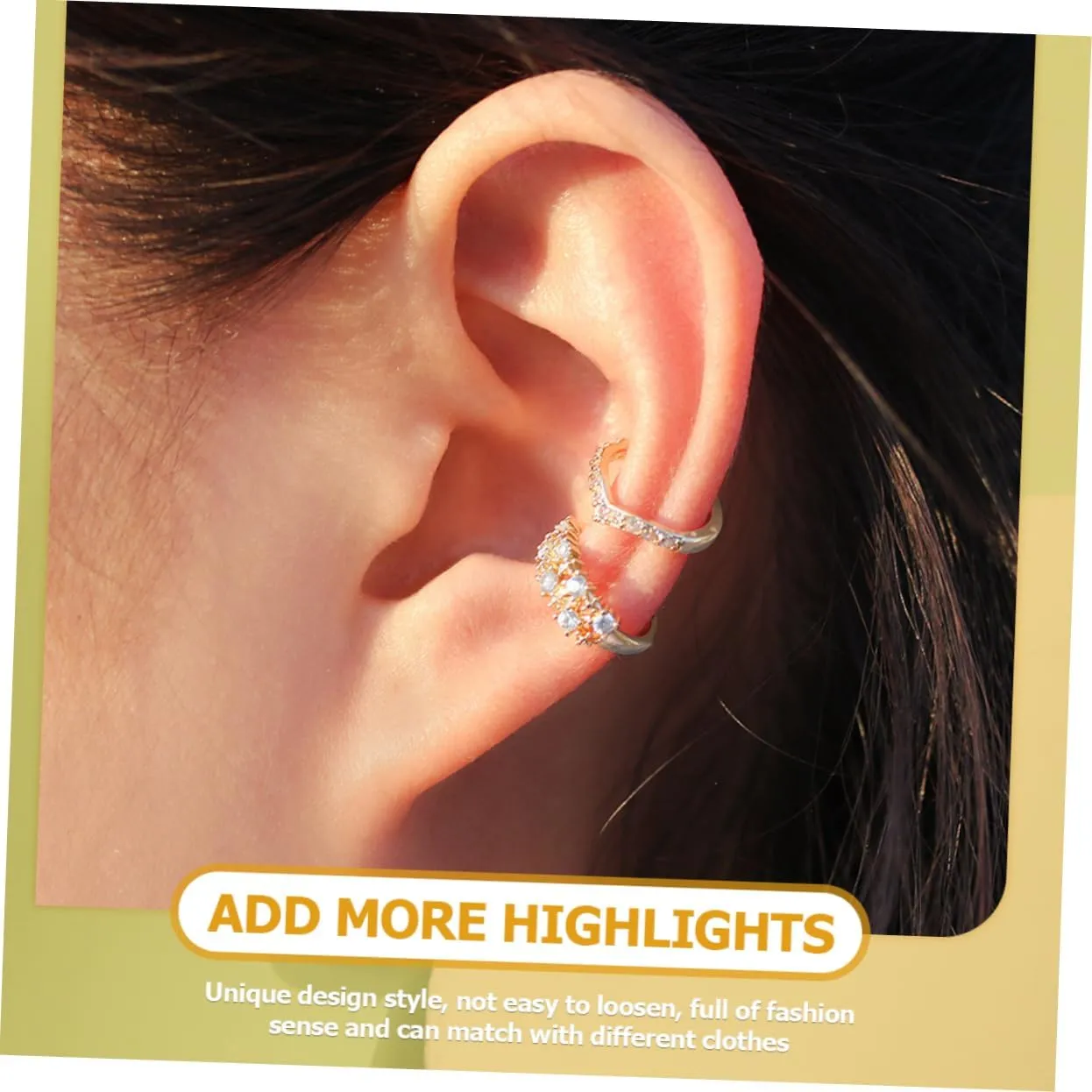 2 Pair Wraparound Ear Cuffs Silver Ear Cuffs Gold Formal Jewelry Earring Cuffs for Women Diamond Earring
