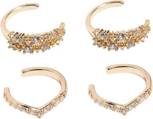 2 Pair Wraparound Ear Cuffs Silver Ear Cuffs Gold Formal Jewelry Earring Cuffs for Women Diamond Earring