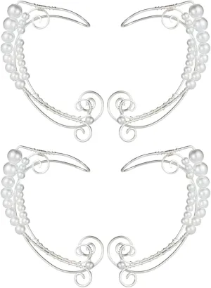 2 Pairs Elf Ear Cuffs Handmade Fairy Earring Cuffs Filigree Elven Ear Jewelry Wrap Clip- on Filigree Earrings masquerade accessories costume masquerade cuff earrings wrap earrings for Women Girls
