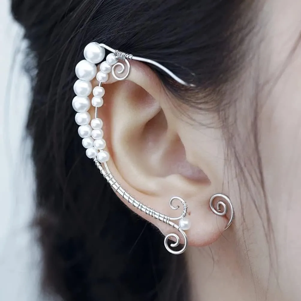 2 Pairs Elf Ear Cuffs Handmade Fairy Earring Cuffs Filigree Elven Ear Jewelry Wrap Clip- on Filigree Earrings masquerade accessories costume masquerade cuff earrings wrap earrings for Women Girls