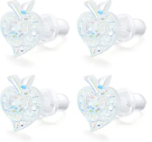 2 Pairs of Hypoallergenic Plastic Peach Earrings for Sensitive Ears - Affordable, Fashionable & Lightweight Bling Studs in Gold, Pink, and Blue - Gift-Ready