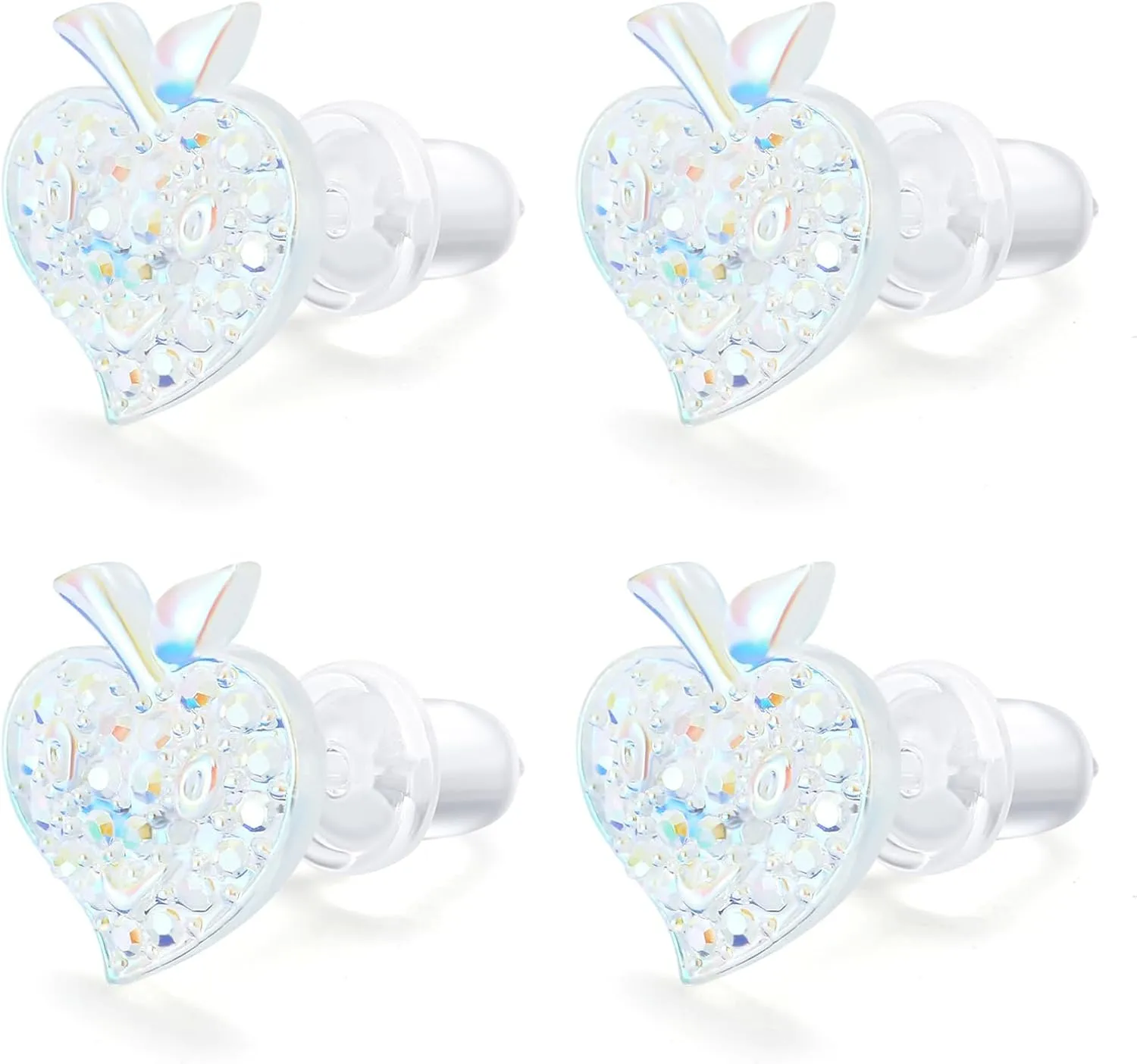 2 Pairs of Hypoallergenic Plastic Peach Earrings for Sensitive Ears - Affordable, Fashionable & Lightweight Bling Studs in Gold, Pink, and Blue - Gift-Ready