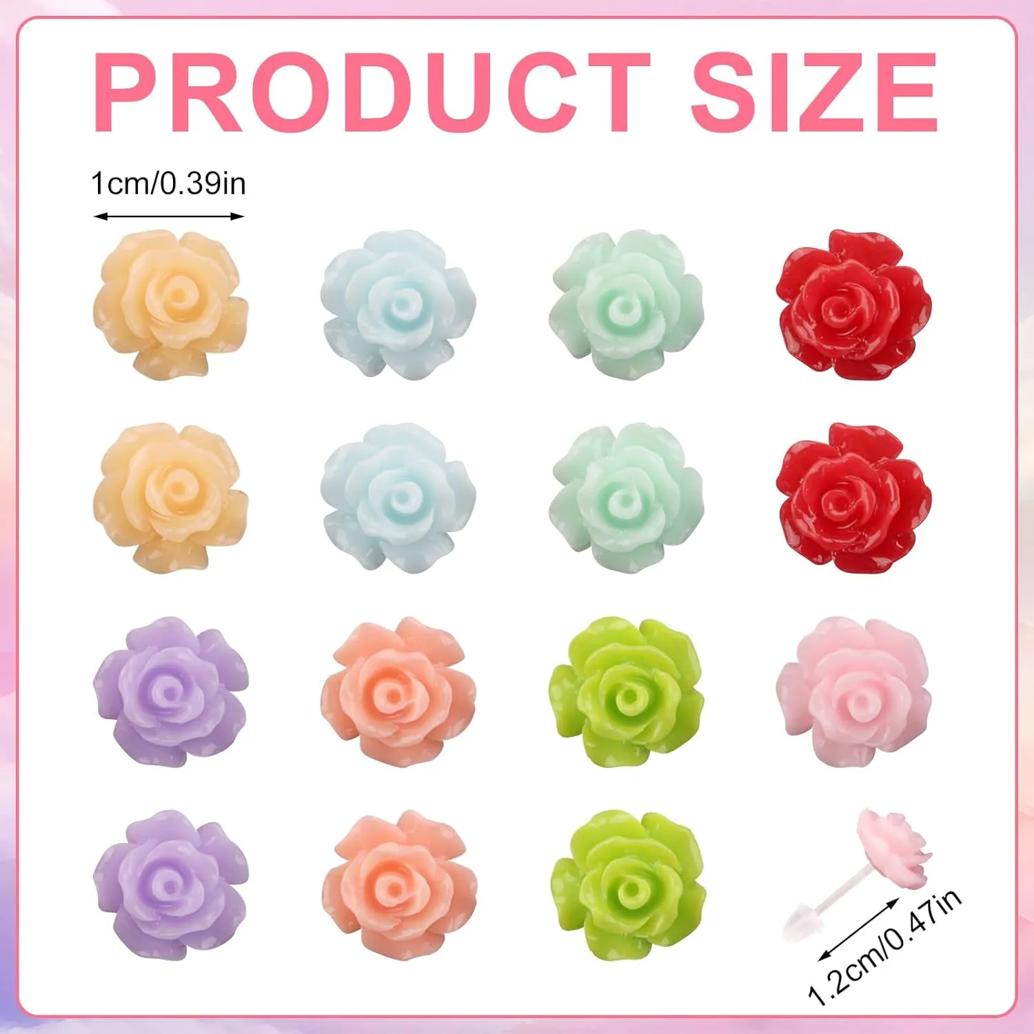 8 Pairs Flower Plastic Post Earrings, Colorful Plastic Stud Earrings for Women Lightweight Cute Floral Studs Jewelry for Sensitive Ears Daily Wear & Special Occasions