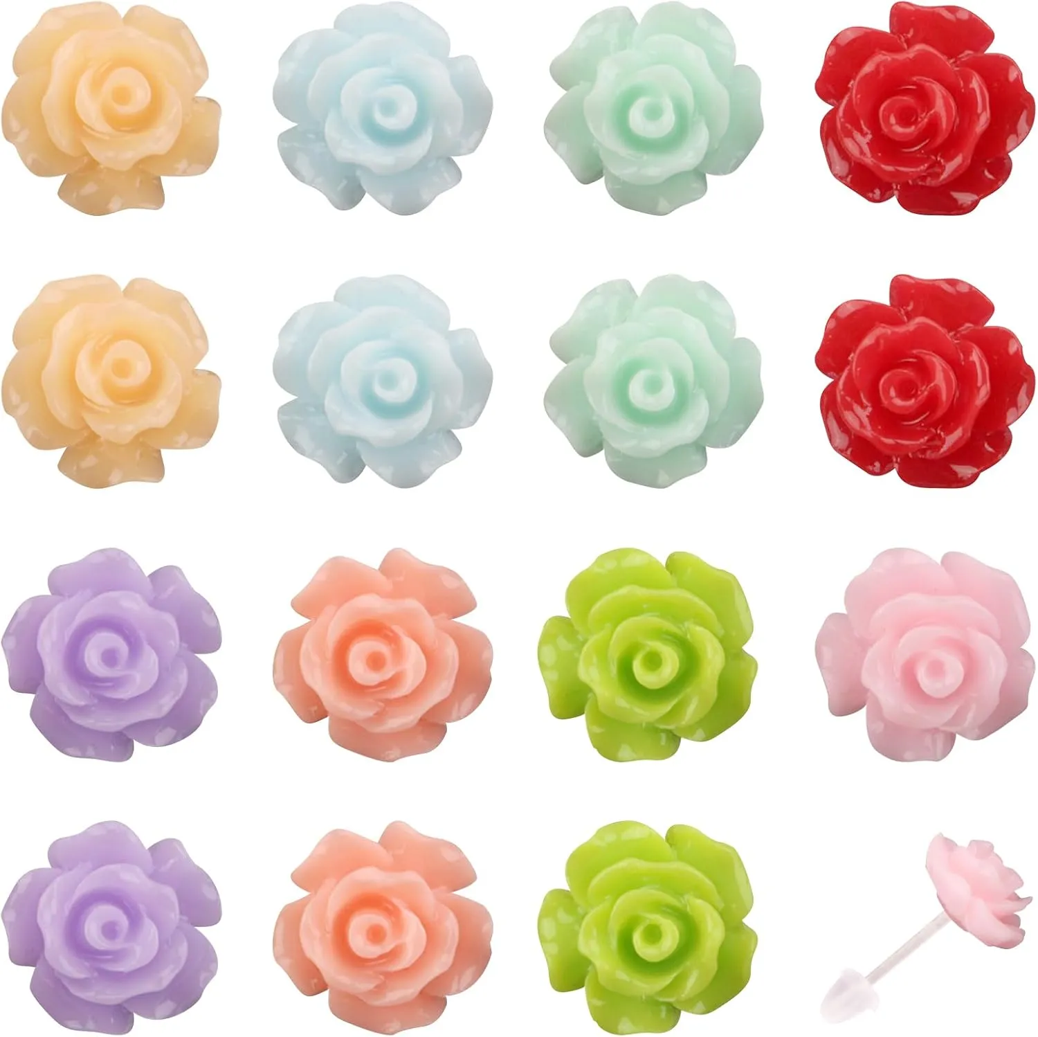 8 Pairs Flower Plastic Post Earrings, Colorful Plastic Stud Earrings for Women Lightweight Cute Floral Studs Jewelry for Sensitive Ears Daily Wear & Special Occasions