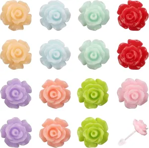 8 Pairs Flower Plastic Post Earrings, Colorful Plastic Stud Earrings for Women Lightweight Cute Floral Studs Jewelry for Sensitive Ears Daily Wear & Special Occasions