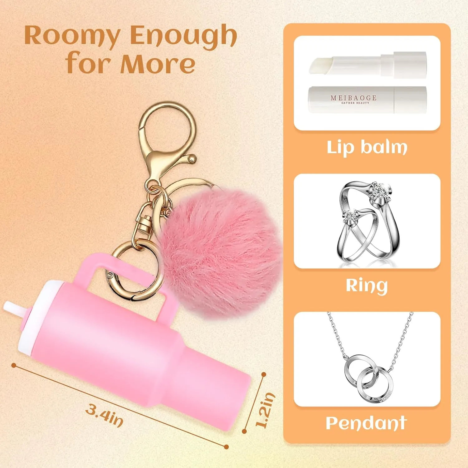 8pcs or 12pcs Mini Tumbler Keychain for Stanley Cup Cute Chapstick Holder Key Chain Charms Backpack for Women Girls