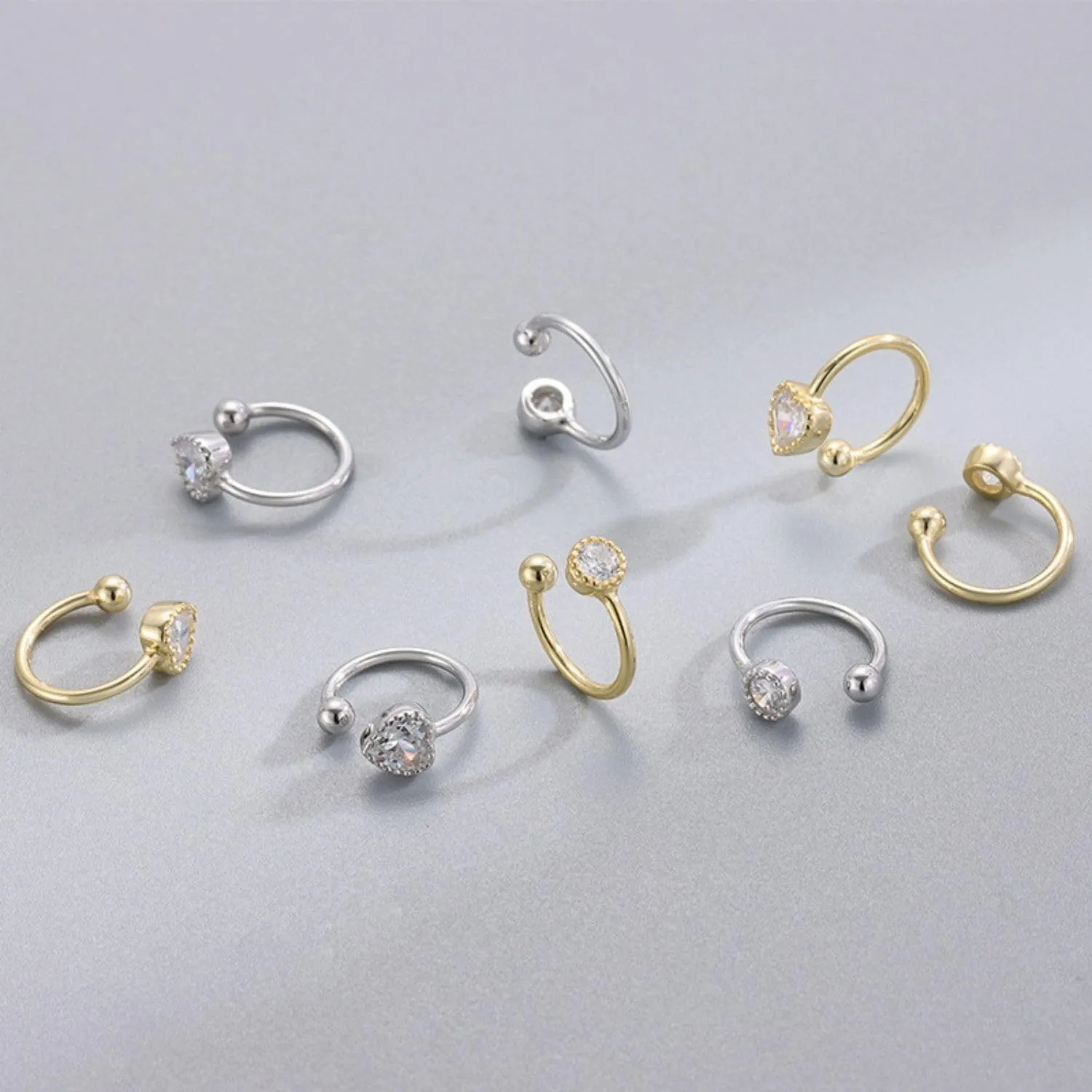 925 Sterling Silver Cubic Zirconia Ear Cuff for Women, Minimalist Ear Cuffs Earrings, Non Pierced Heart Earring Cuff
