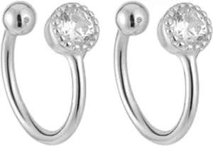 925 Sterling Silver Cubic Zirconia Ear Cuff for Women, Minimalist Ear Cuffs Earrings, Non Pierced Heart Earring Cuff