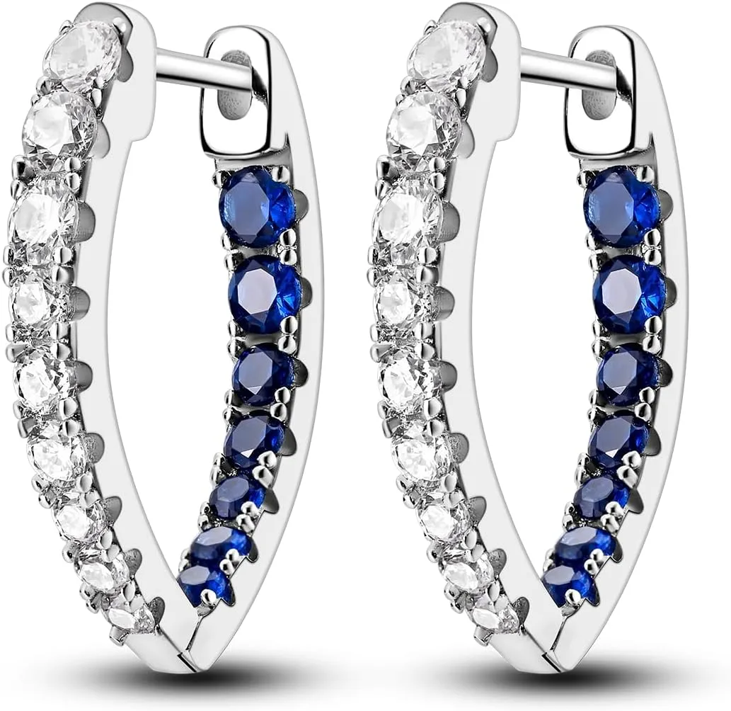 925 Sterling Silver Hoop Earrings for Women Teen, Hypoallergenic Huggie Earrings with Platinum Cubic Zirconia, Diamond Jewelry Gift Ideal (V-shaped Earrings)