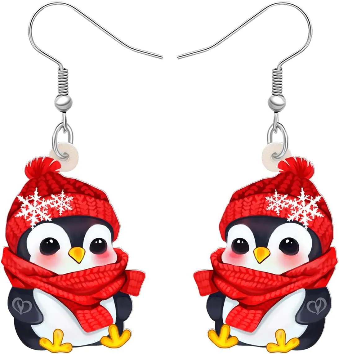 Acrylic Cute Christmas Hat Penguin Earrings Dangle Drop Animals Jewelry for Women Charms Gifts Ornaments