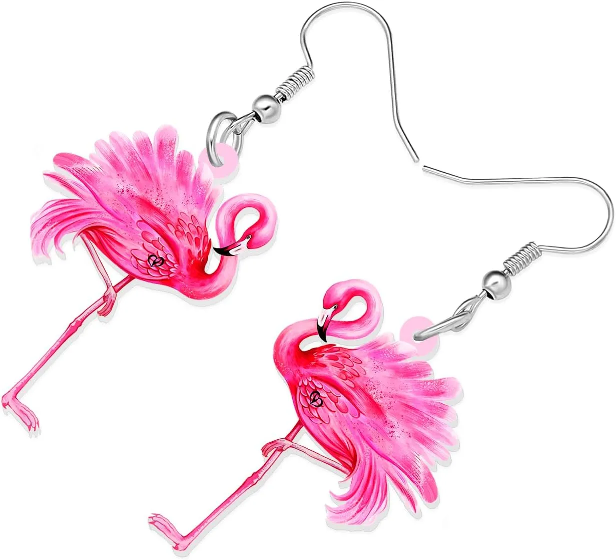 Acrylic Cute Pink Flamingo Dangle Earrings Summer Beach Tropical Birds For Women Novelty Jewelry Charms Gifts