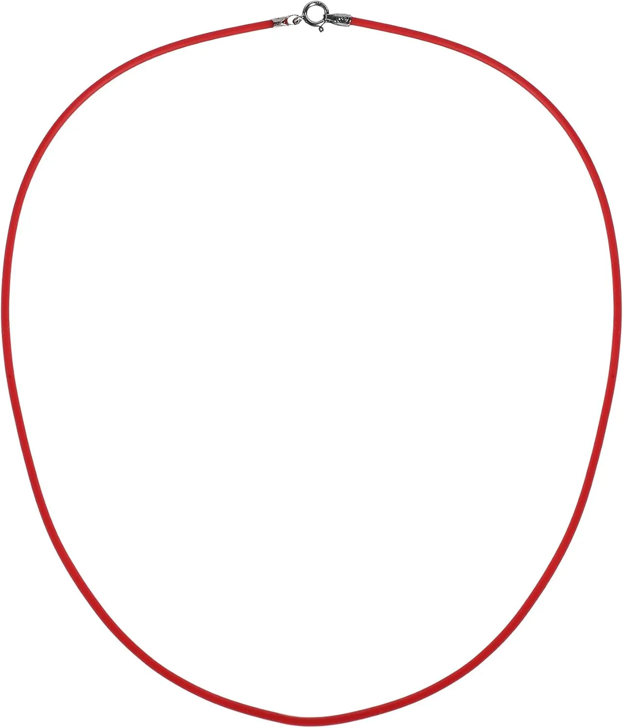 AeraVida Simple 1.5mm Red Dainty Rubber Cord Necklace | .925 Sterling Silver Clasp | Chic and Minimalist Jewelry