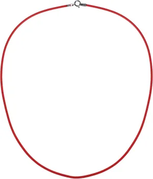 AeraVida Simple 1.5mm Red Dainty Rubber Cord Necklace | .925 Sterling Silver Clasp | Chic and Minimalist Jewelry