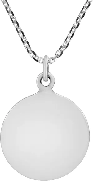 AeraVida Sleek 15mm Round .925 Sterling Silver Engravable Pendant Necklace | Customizable Elegant Silver Jewelry | Personalized Silver Disc Pendant | Tag Necklace | Minimalist Sterling Silver Jewelry