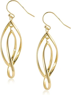 ALEXCRAFT Sterling Silver Dangle Drop Earrings for Women Hypoallergenic 14K Gold Double Linear Elongated Teardrop Dangle Earrings Ladies Trendy Statement Jewelry