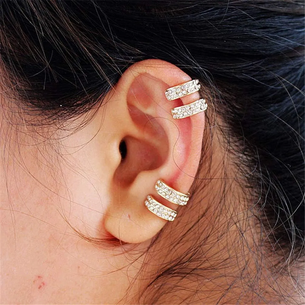 ALEXTINA Women's Cubic Zirconia Cartilage Earrings Non Piercing Ear Cuff Hoop Earrings