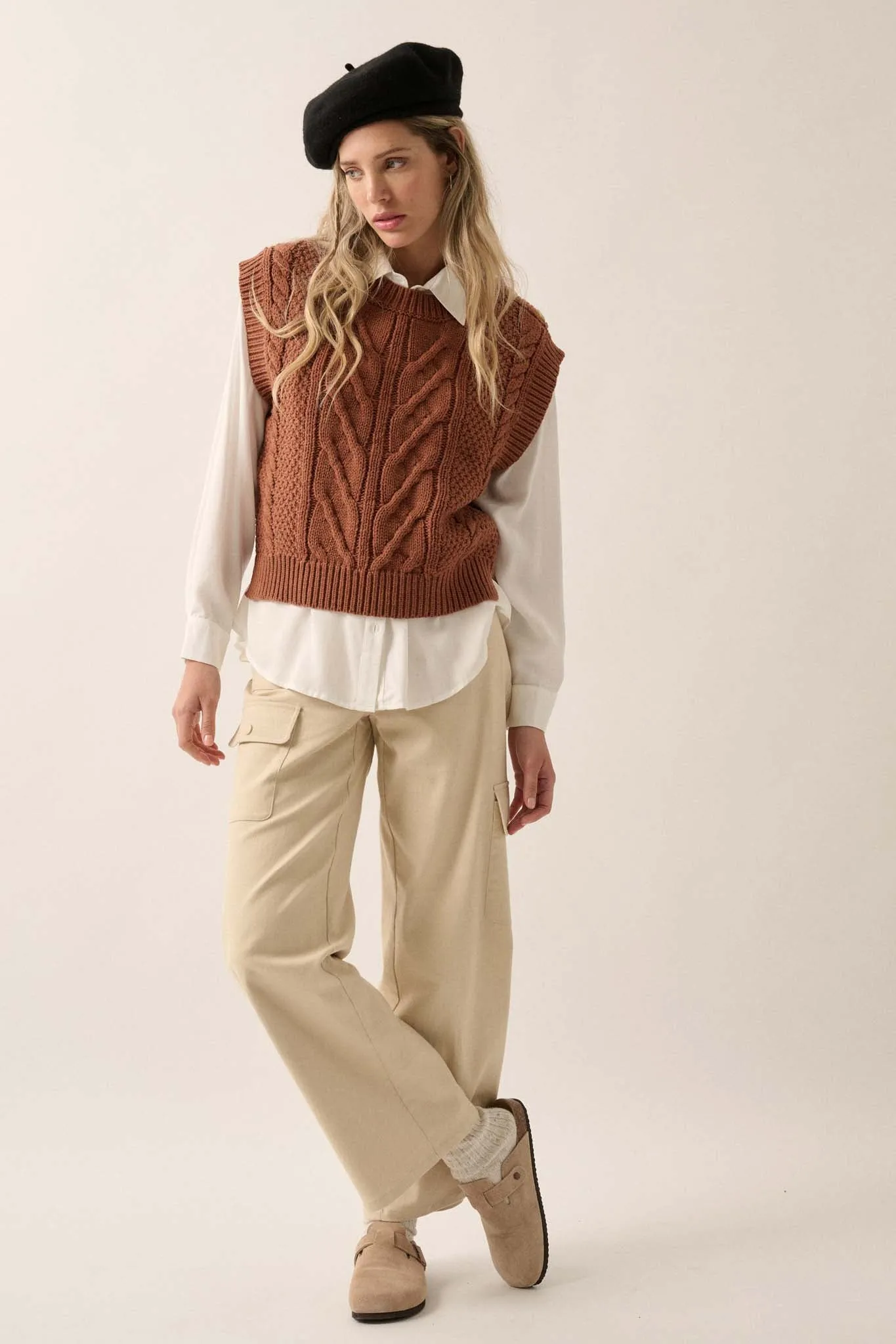 All These Years Cable Knit Sweater Vest