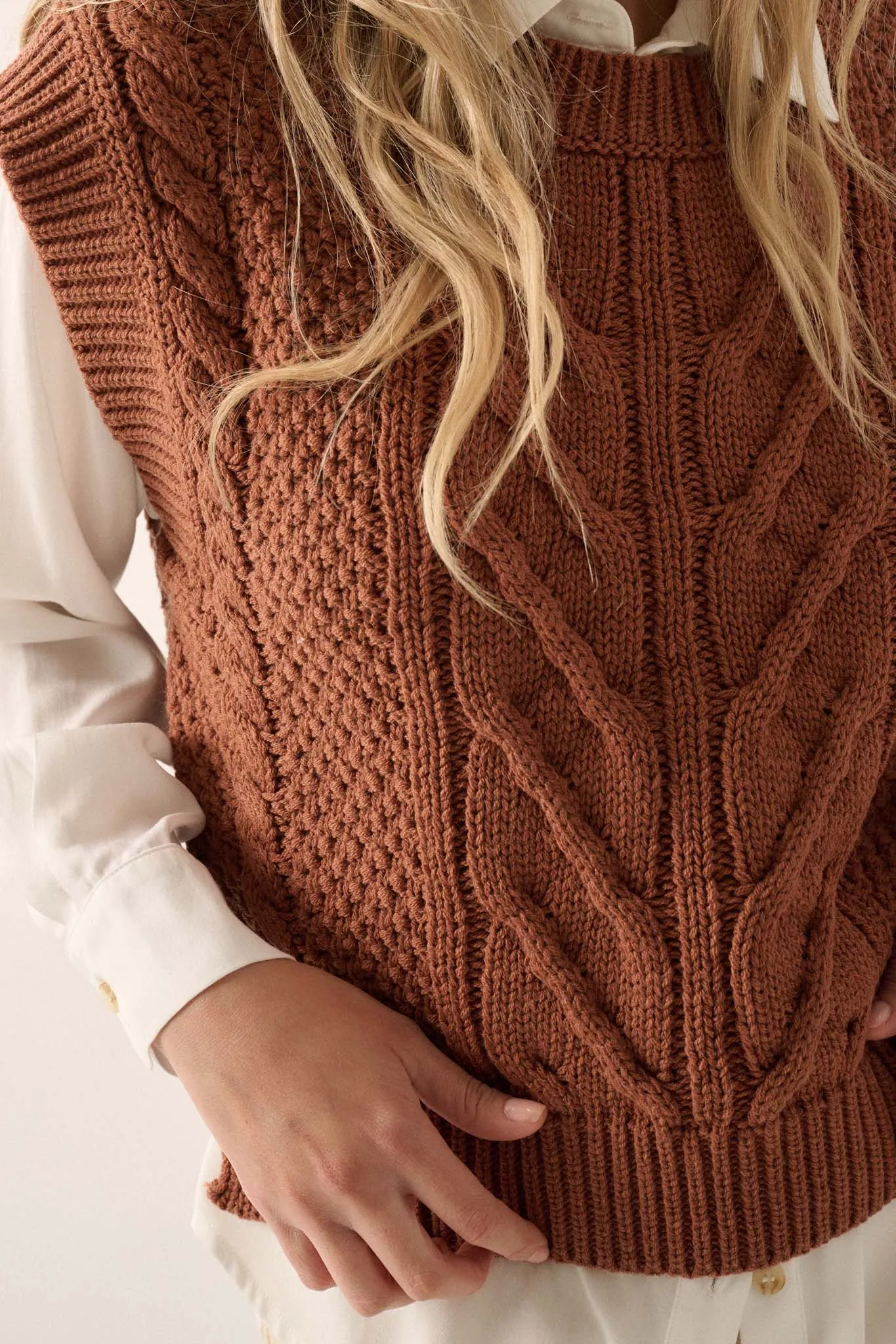 All These Years Cable Knit Sweater Vest