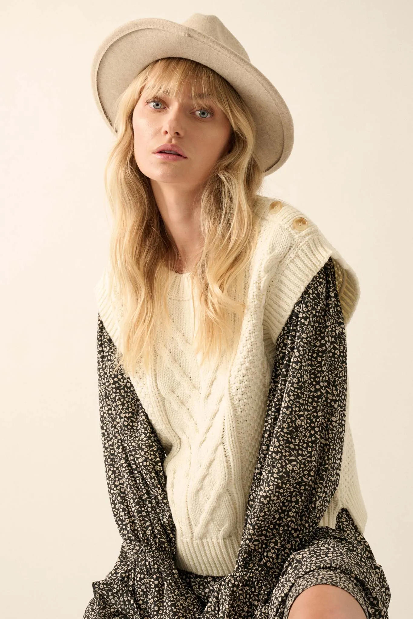 All These Years Cable Knit Sweater Vest