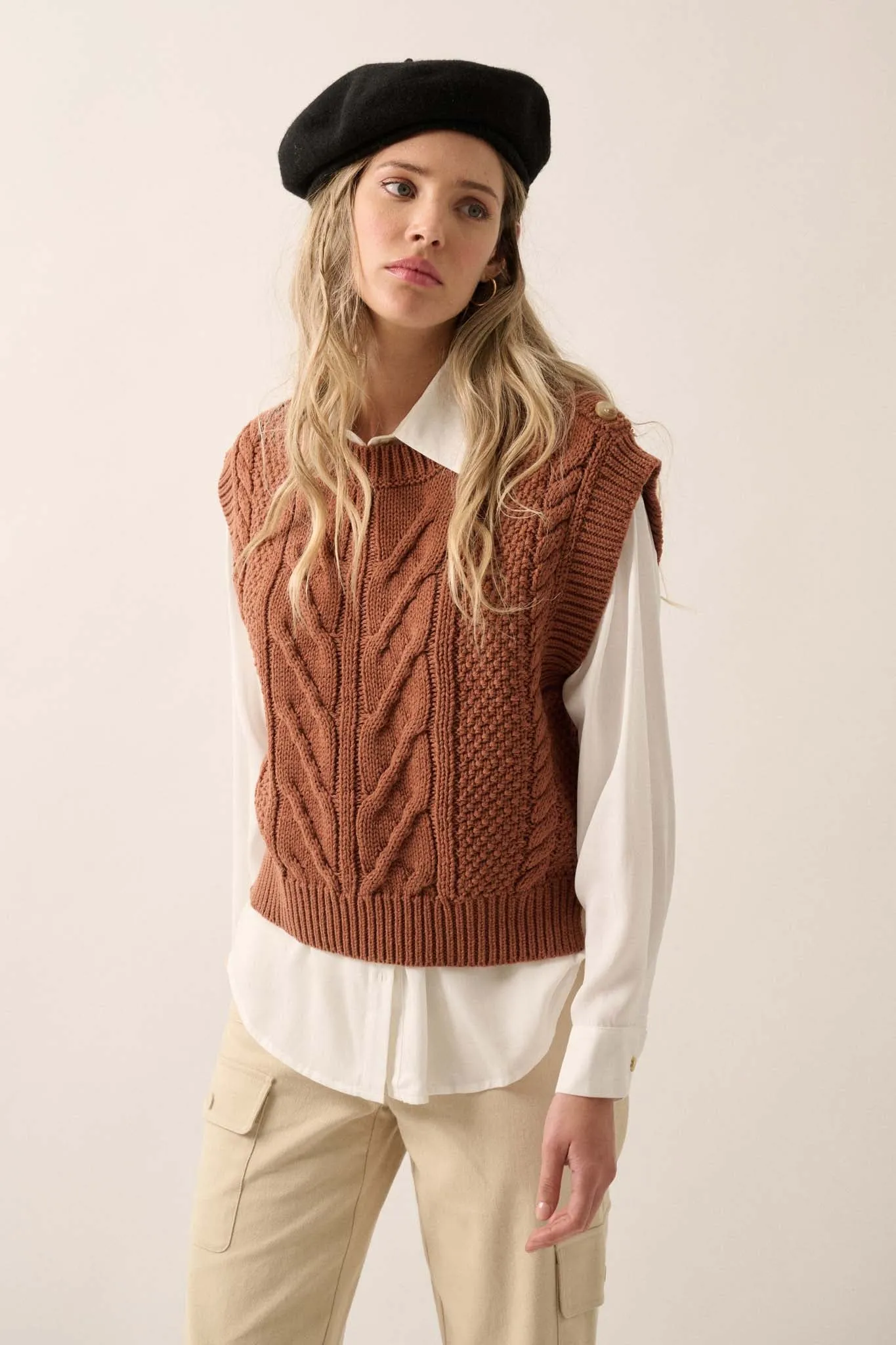 All These Years Cable Knit Sweater Vest