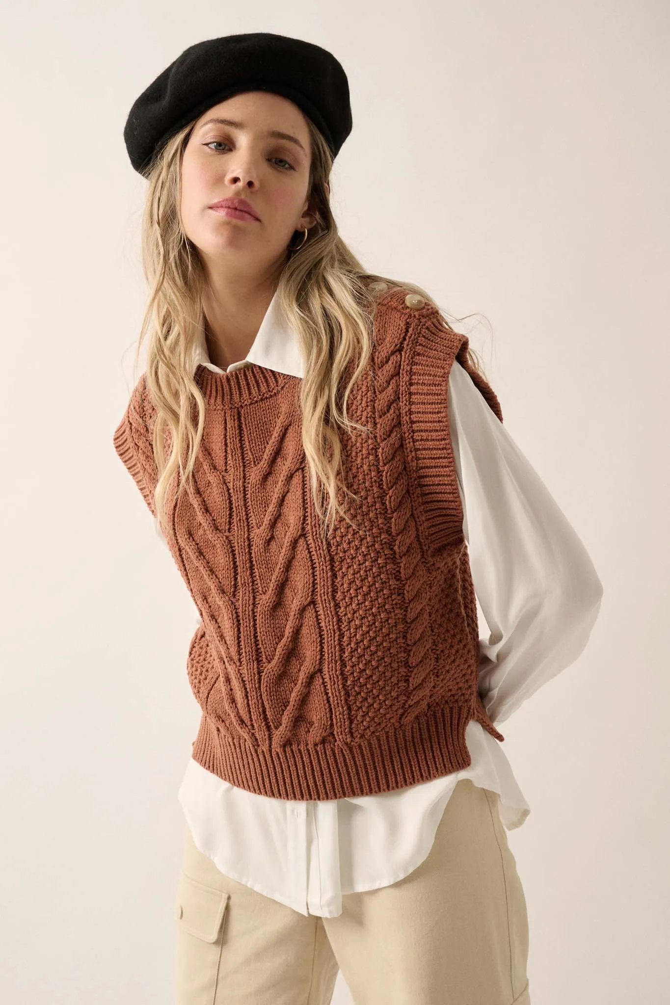 All These Years Cable Knit Sweater Vest