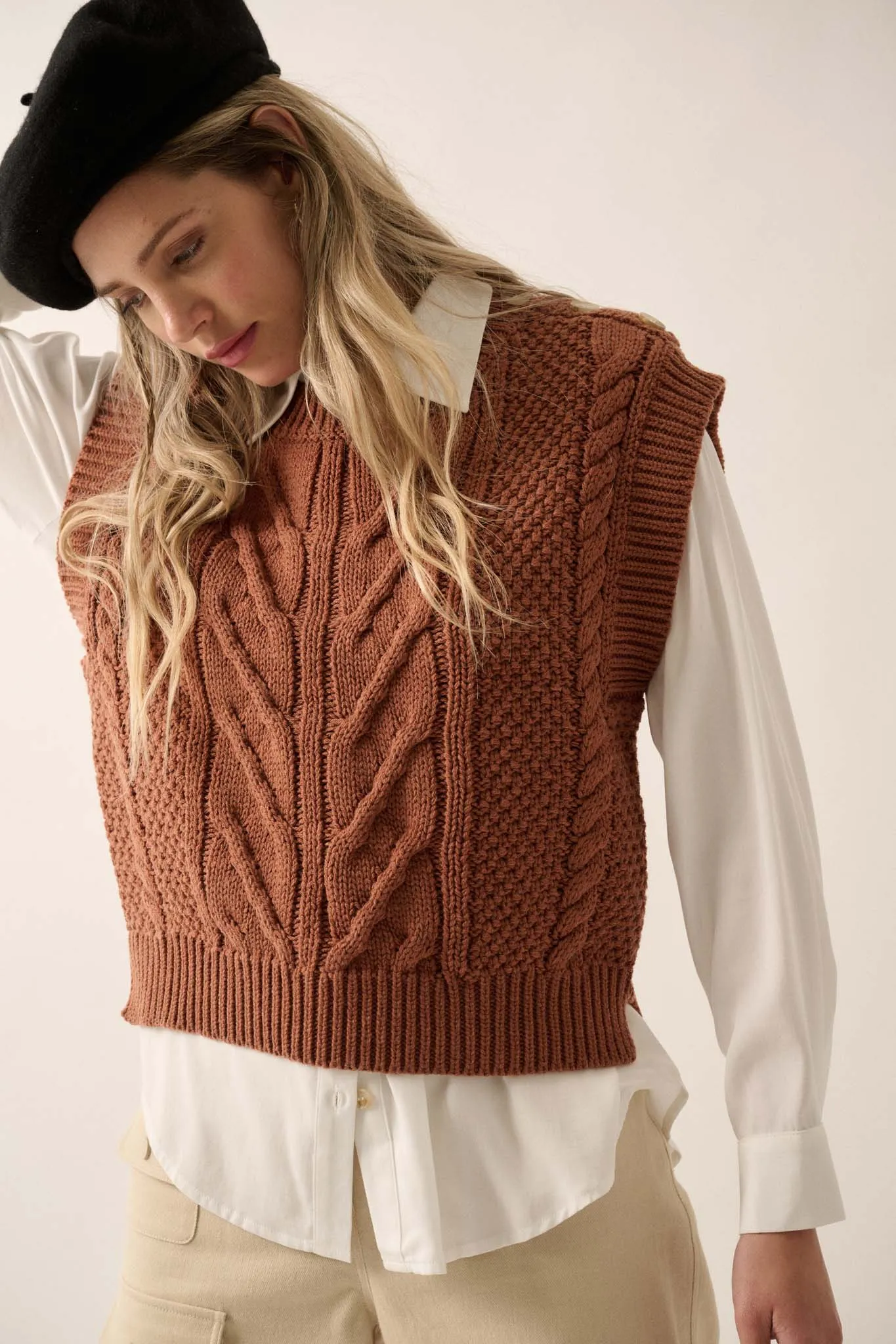 All These Years Cable Knit Sweater Vest