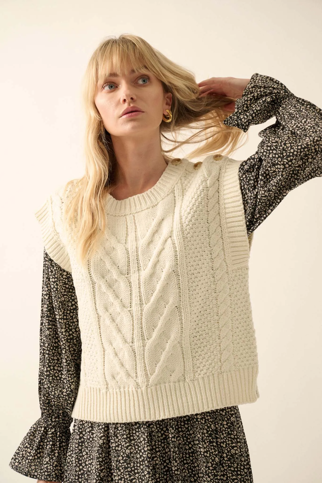 All These Years Cable Knit Sweater Vest
