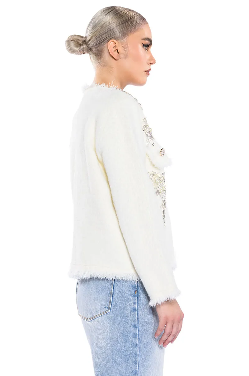 ALWAYS BLING BUTTON FRONT CARDIGAN