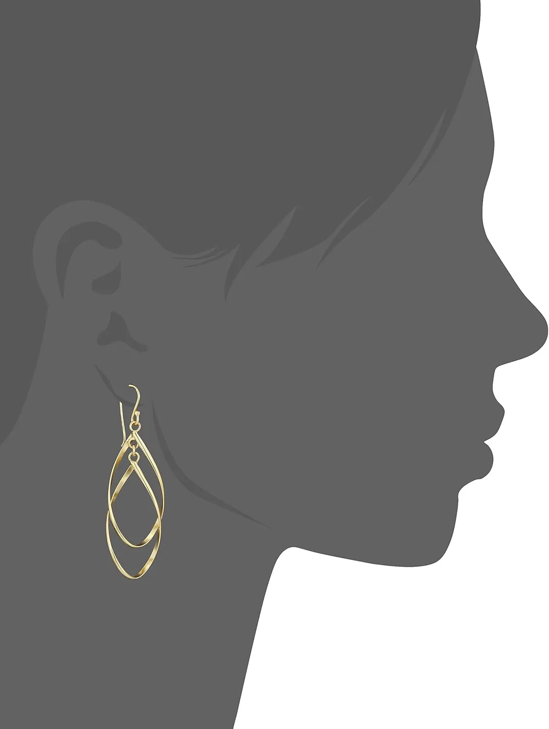 Amazon Essentials Gold Plated Sterling Silver Double Elongated Oval Twist French Wire Drop Earrings , (previously Amazon Collection)