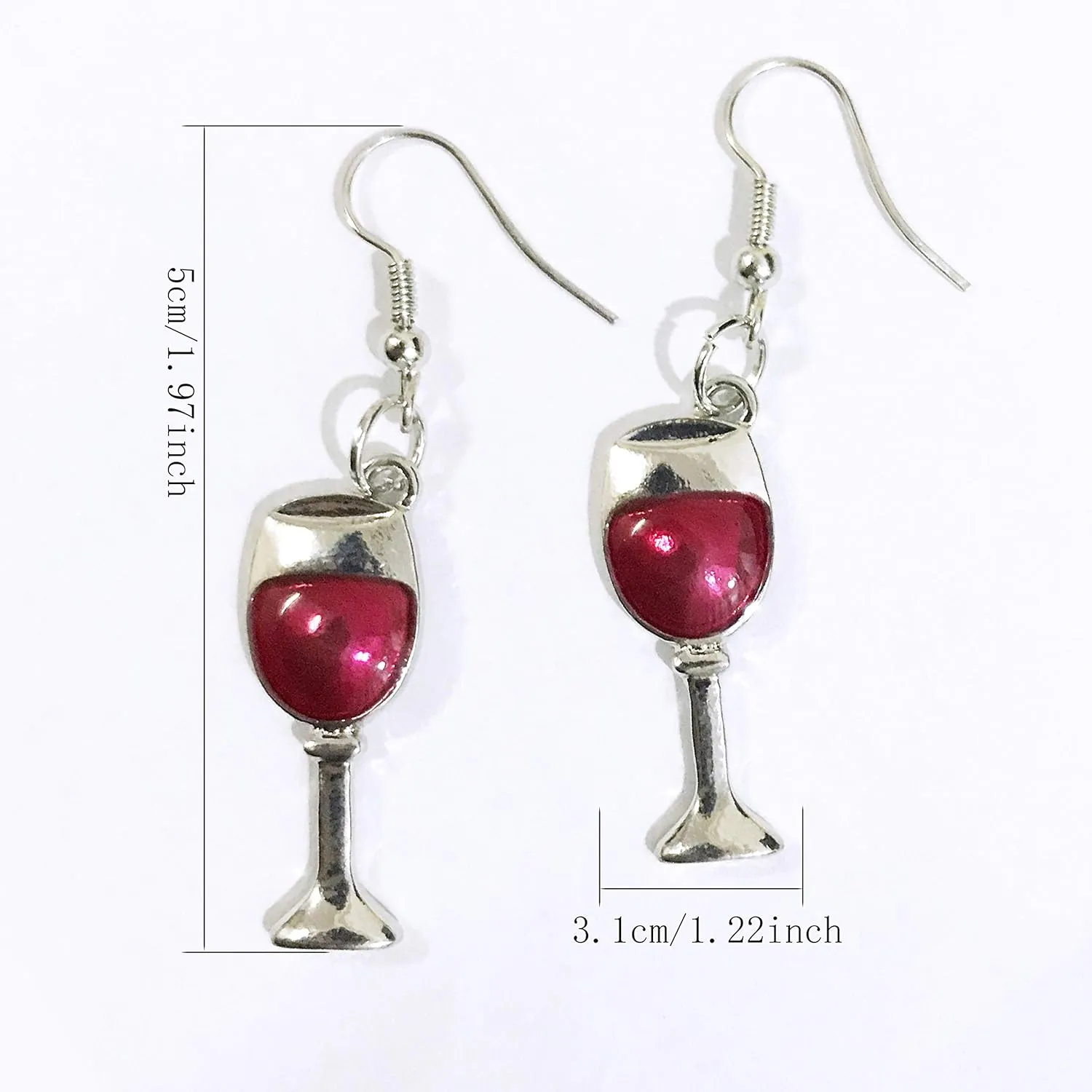 ANDPAI Unique Chic Handmade Stainless Steel Red Wine Glass Dangle Drop Earrings Necklace for Women Statement Jewelry Gifts