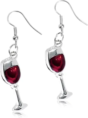 ANDPAI Unique Chic Handmade Stainless Steel Red Wine Glass Dangle Drop Earrings Necklace for Women Statement Jewelry Gifts