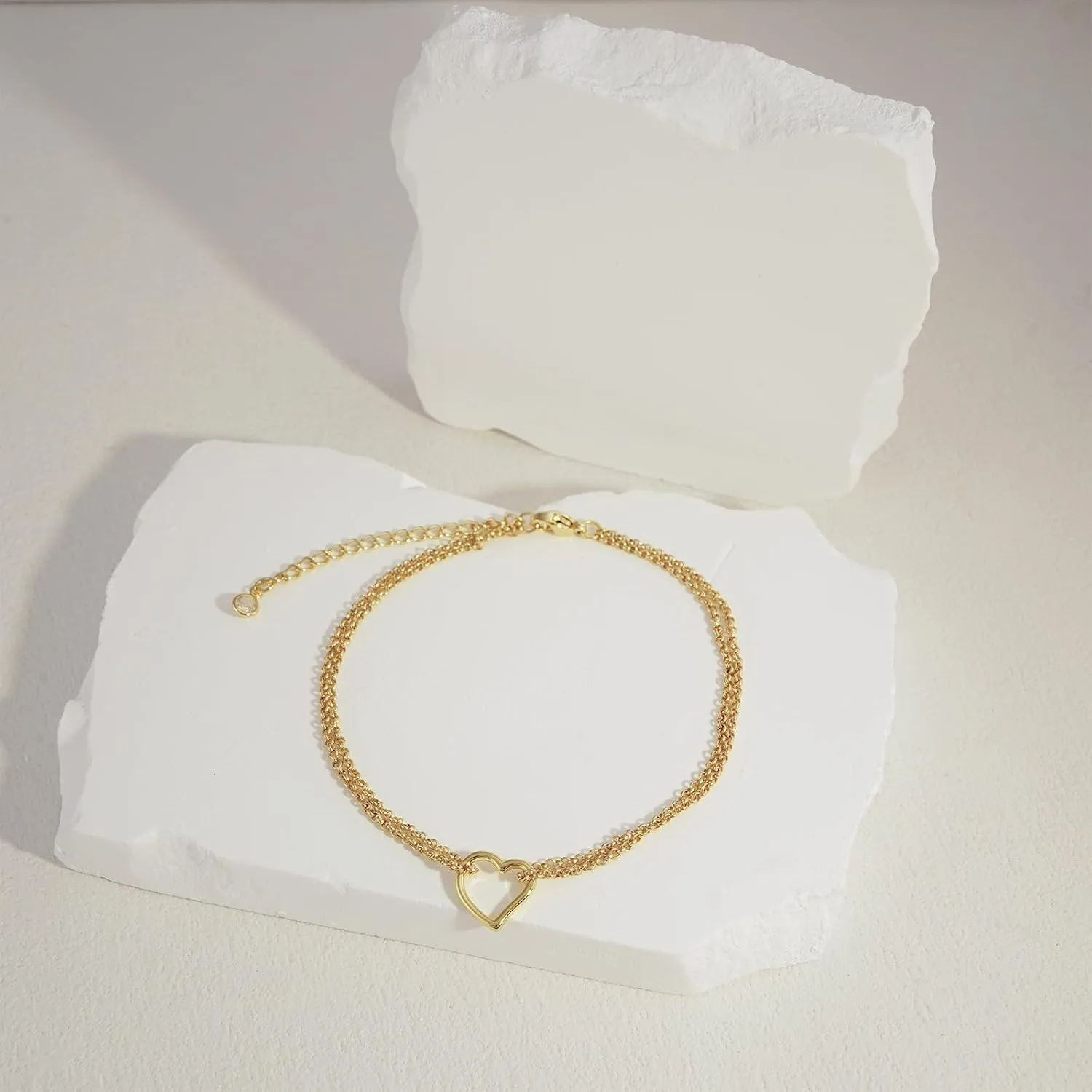 Ankle Bracelets for Women 14k Real Gold Silver Plated Anklets Freshwater Pearl Seashell Mermaid Heart Evil Eye Charms Adjustable Chain Waterproof Hypoallergenic Body Jewelry Cute Trendy Gifts