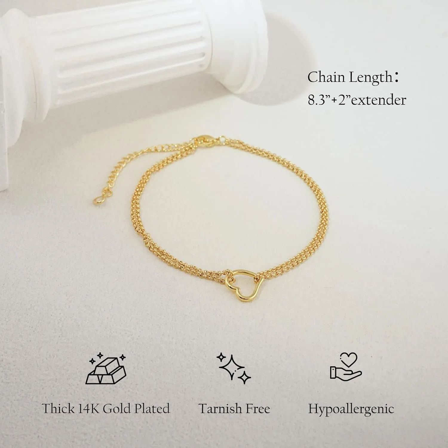 Ankle Bracelets for Women 14k Real Gold Silver Plated Anklets Freshwater Pearl Seashell Mermaid Heart Evil Eye Charms Adjustable Chain Waterproof Hypoallergenic Body Jewelry Cute Trendy Gifts