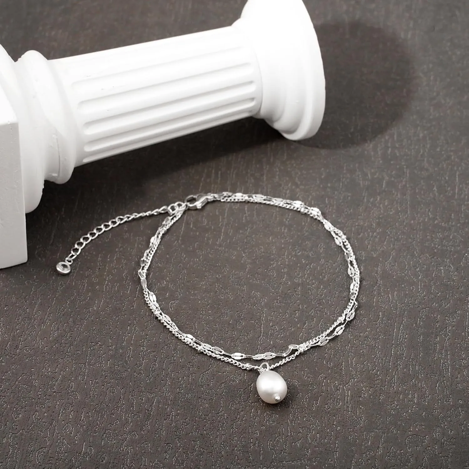 Ankle Bracelets for Women 14k Real Gold Silver Plated Anklets Freshwater Pearl Seashell Mermaid Heart Evil Eye Charms Adjustable Chain Waterproof Hypoallergenic Body Jewelry Cute Trendy Gifts