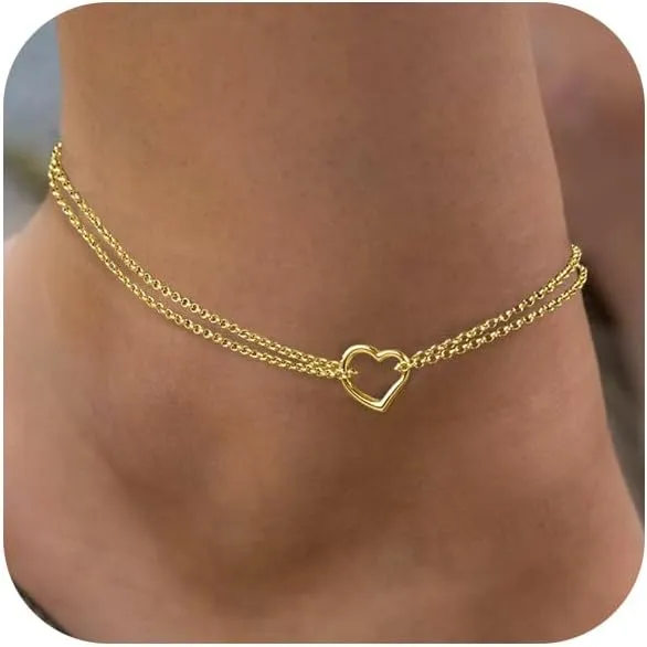 Ankle Bracelets for Women 14k Real Gold Silver Plated Anklets Freshwater Pearl Seashell Mermaid Heart Evil Eye Charms Adjustable Chain Waterproof Hypoallergenic Body Jewelry Cute Trendy Gifts