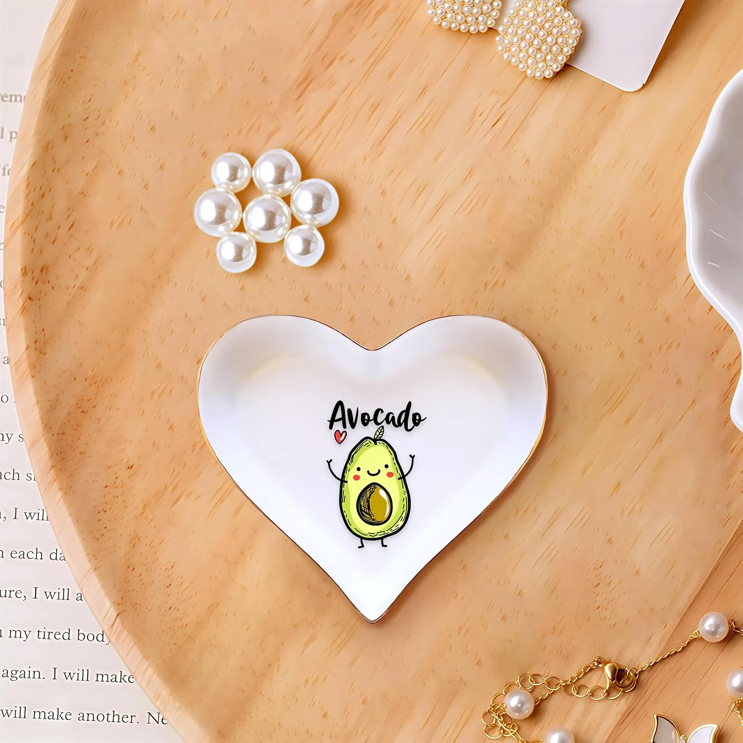 Avocado Ring Holder Dish Tray, Gifts For Women Teens Girls Kids, Avocado Lovers Themed Stuff Accessories Things Decor Merch, Home Room Ring Earrings Necklace Organizer Holder!