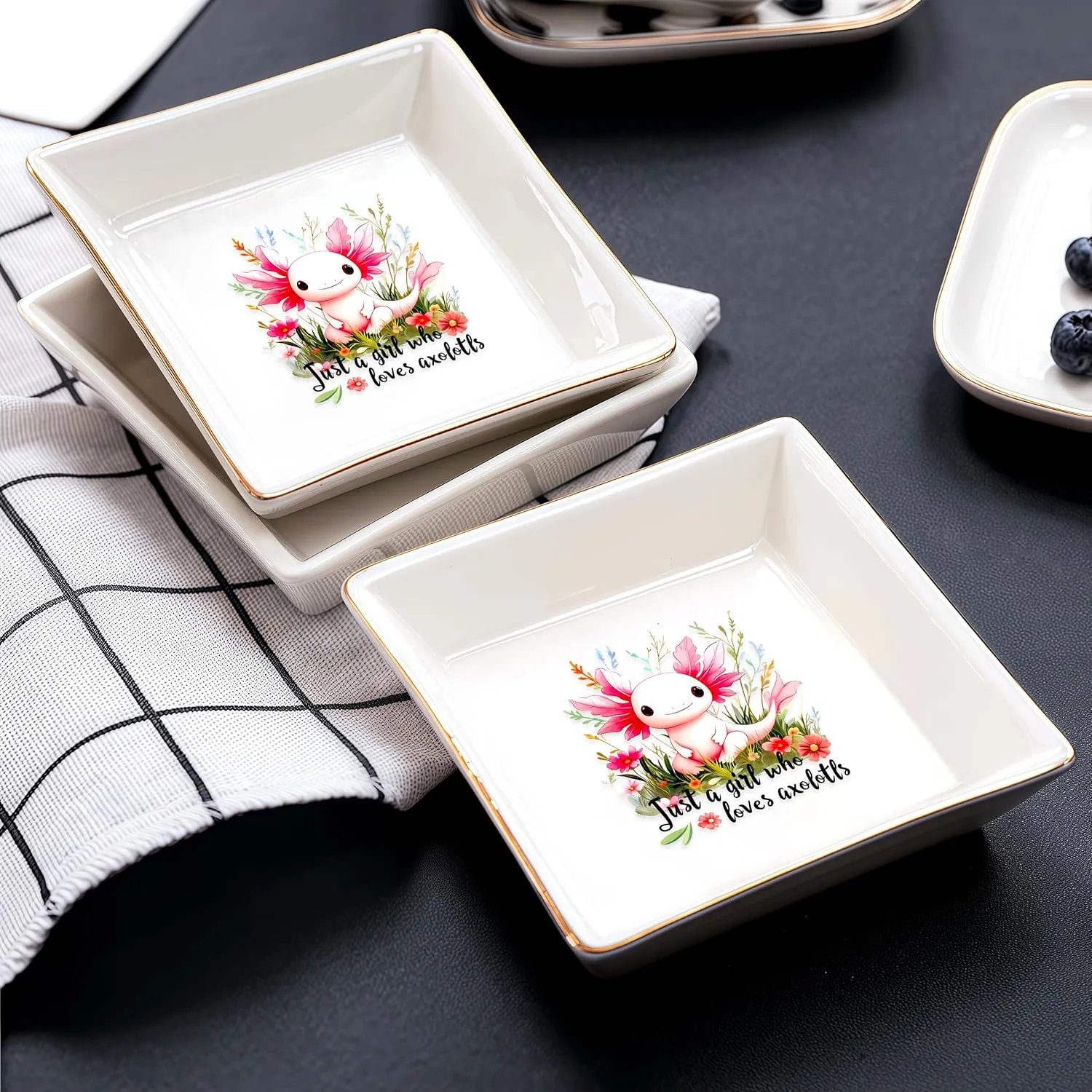 Axolotl Jewelry Ring Holder Dish Tray, Gifts For Women Teens Girls Kids, Axolotl Lovers Themed Stuff Things Decor Merch, Home Room Ring Earrings Necklace Organizer Holder!