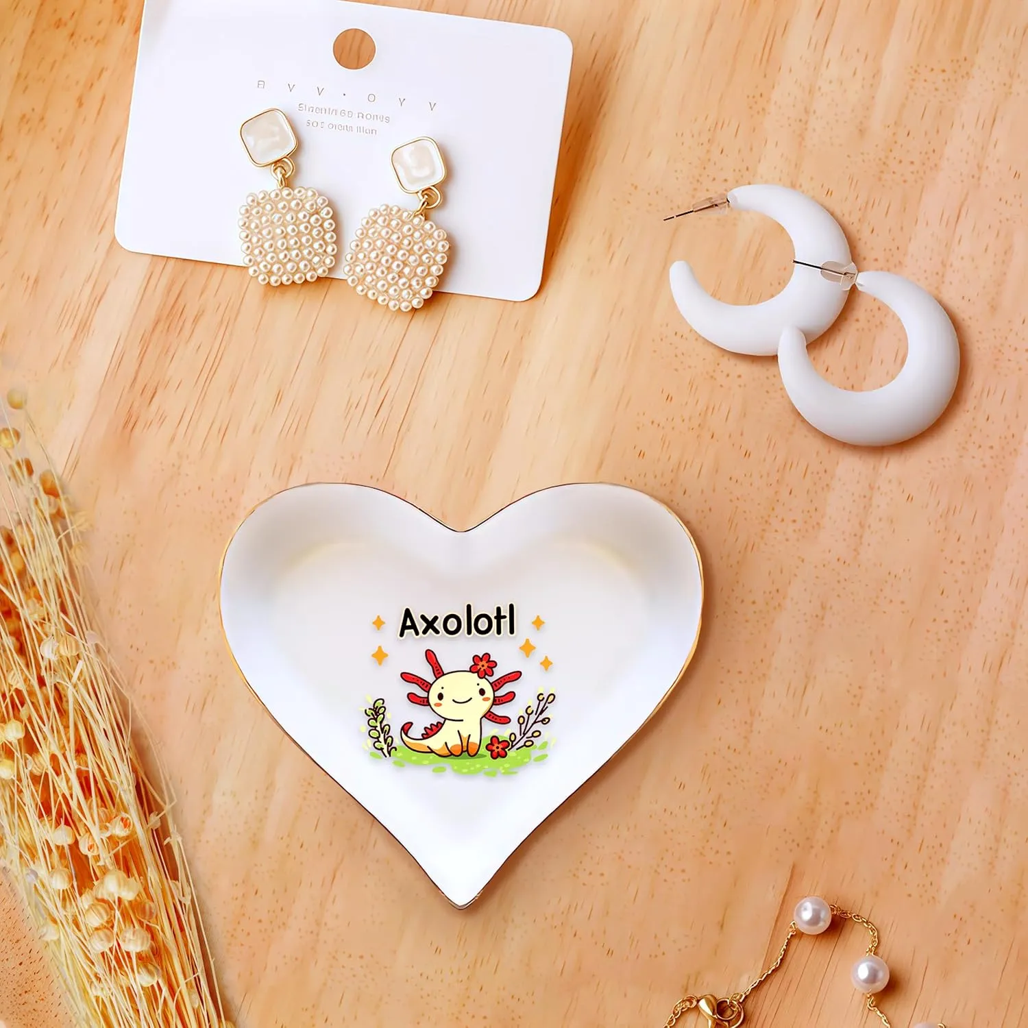Axolotl Ring Holder Dish Tray, Gifts For Women Teens Girls Kids, Axolotl Lovers Themed Stuff Accessories Things Decor Merch, Home Room Ring Earrings Necklace Organizer Holder!