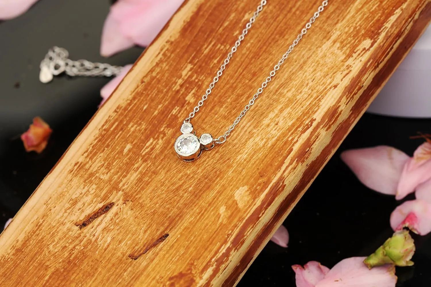 Baobei Kaguyo Jewellery Set for Women - Rose Gold 925 Sterling Silver clear Zirconia Mouse Pendant Necklace with cute Mouse Stud Earrings Jewelry Set for Women and Girls Birthday Gift