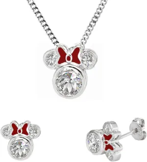 Baobei Kaguyo Jewellery Set for Women - Rose Gold 925 Sterling Silver clear Zirconia Mouse Pendant Necklace with cute Mouse Stud Earrings Jewelry Set for Women and Girls Birthday Gift